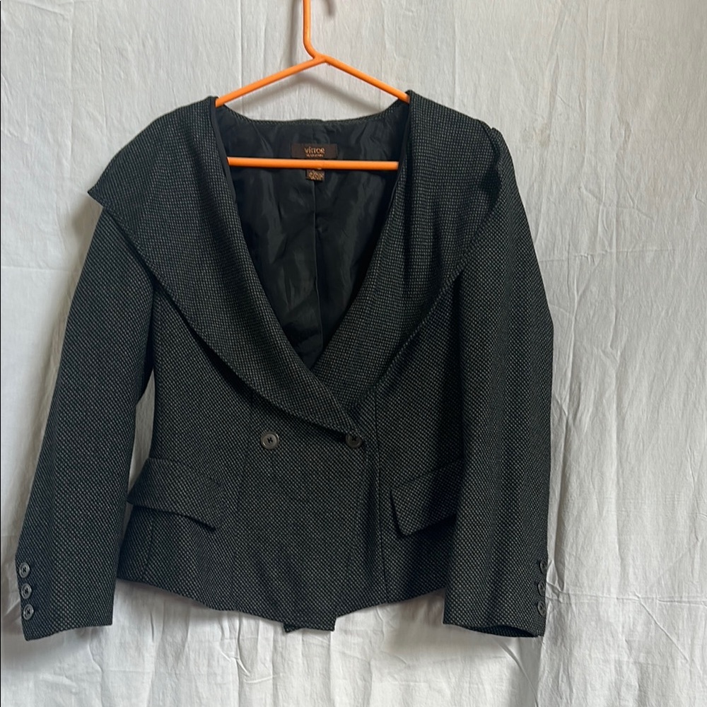 Women's Black Double-Breasted Jacket